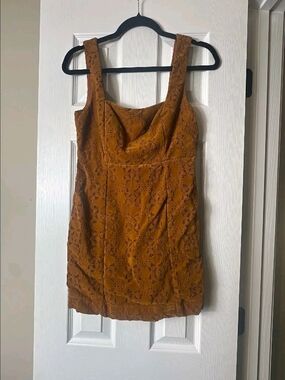 Anthropologie Dark Rust Lace Mini Dress